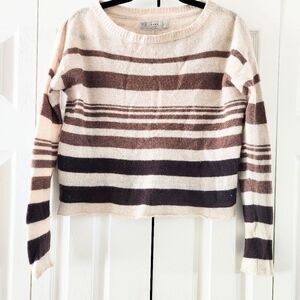Suss Vintage 100% Cashmere Brown & Cream Striped Sweater Size 0